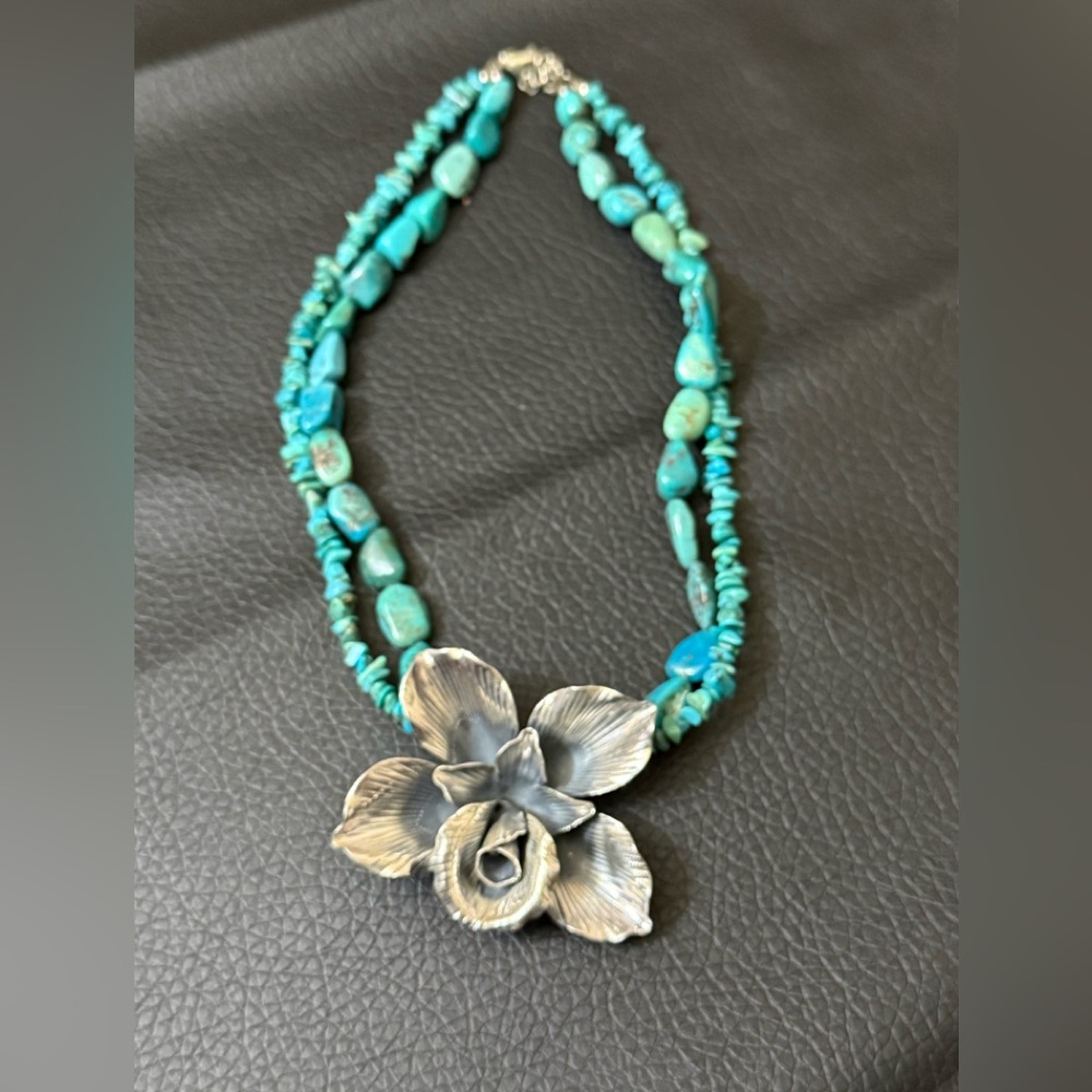 Sally X 925 Sterling Silver Turquoise Necklace,